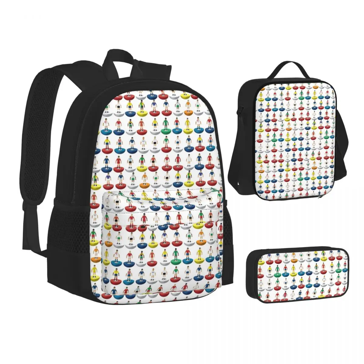 World Subbuteo Players Backpacks Boys Girls Bookbag School Bags Children Rucksack Lunch Bag Pen Bag Three-Piece Set