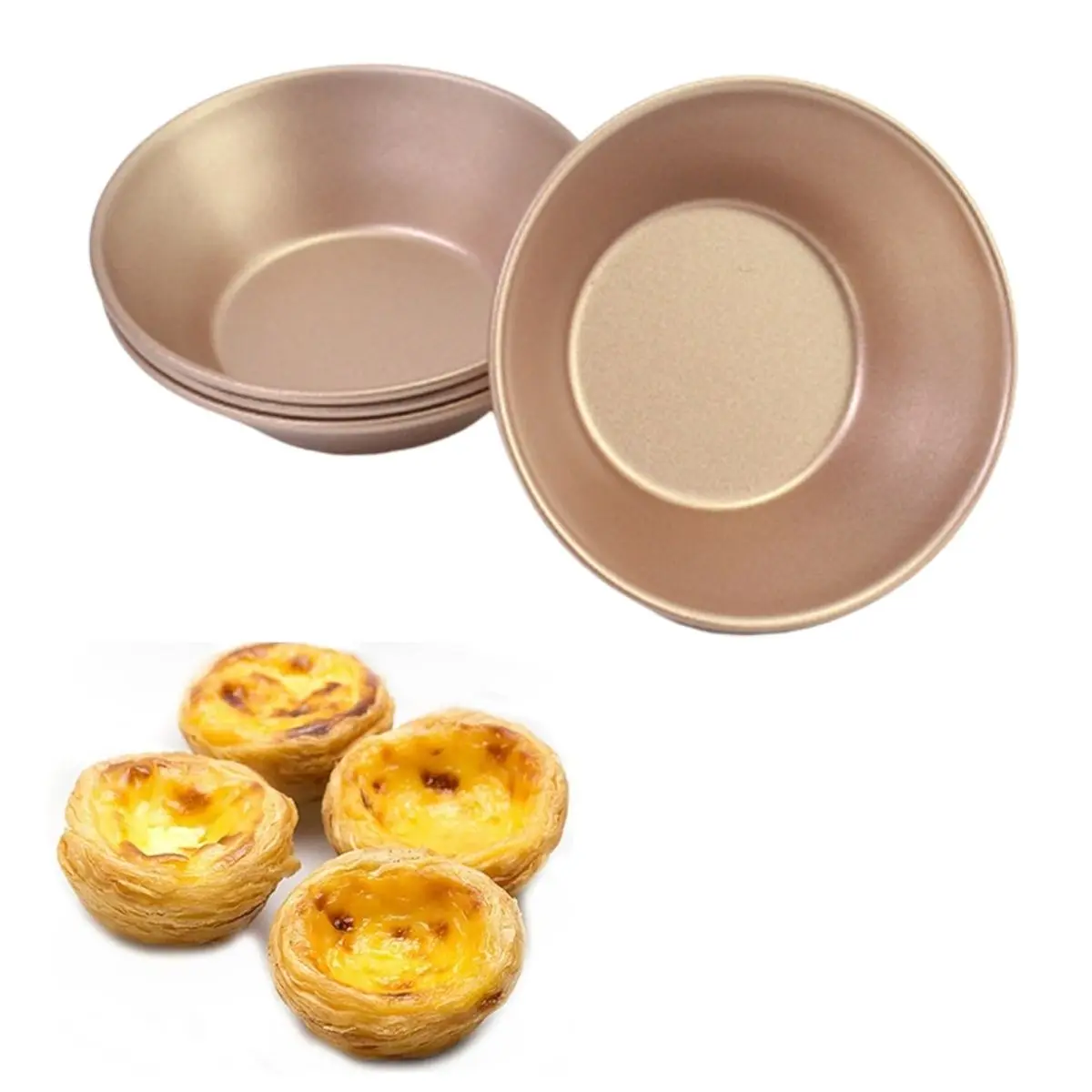 5Pcs Egg Carbon Steel Materials Tart Mold Mini Pie Muffin Cupcake Pans Egg Tart Bakeware Non-Stick Baking Cups