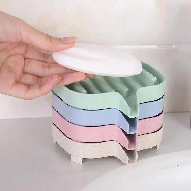 Useful Silicone Soap Dish Bathroom Self Draining Soap Bar Holder Kitchen Sink Soap Dish Sponge Drain Portable Soaps Dishes Rack
