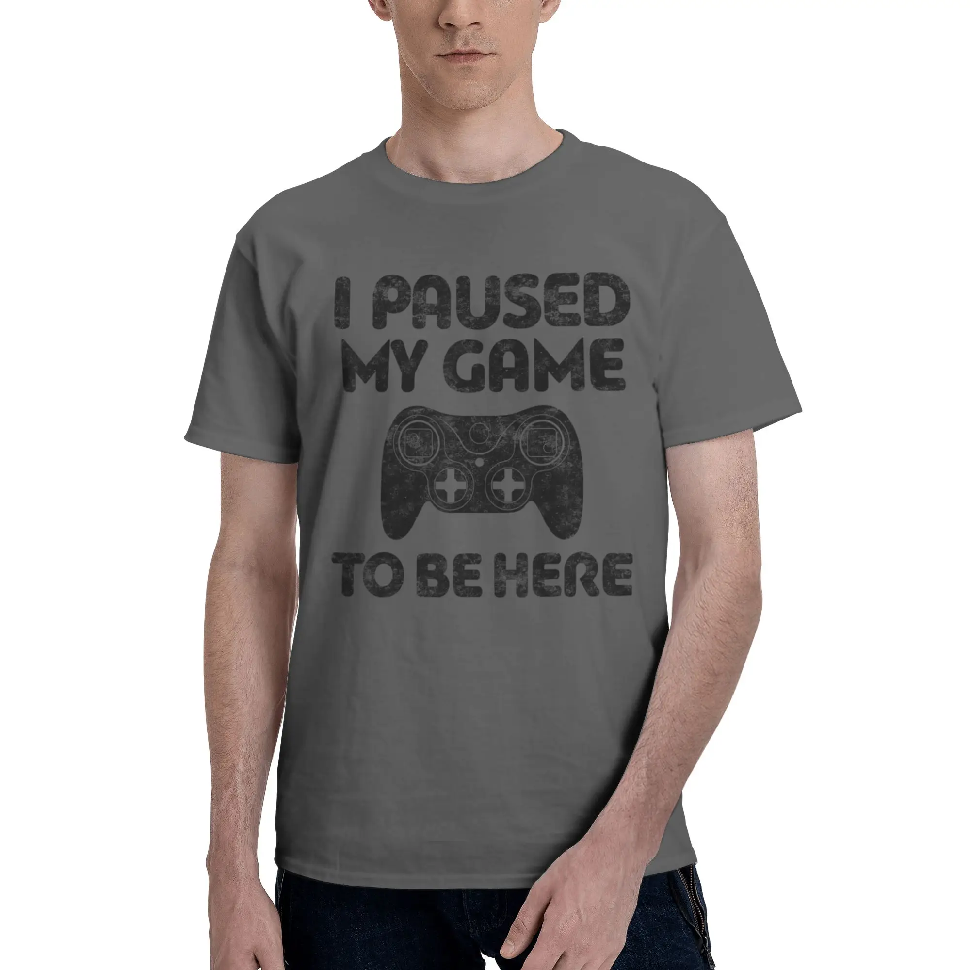 I Paused My Game To Be Here Print T Shirts for Men Women  Pure Cotton  Tee Shirt Clothing