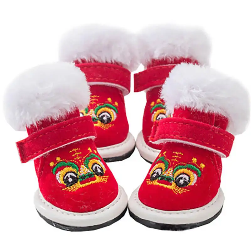 Trendy style Dog Winter Shoes Tiger Head Tang Shoes Warm Pet Cotton Boots Dog Foot Covers Soft Sole