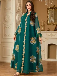 Eid Ramadan Muslim Party Dress for Women Abaya Feather Long Dresses Embroidery Vestidos Kaftan Islam Dubai Arab Robe Autumn 2025