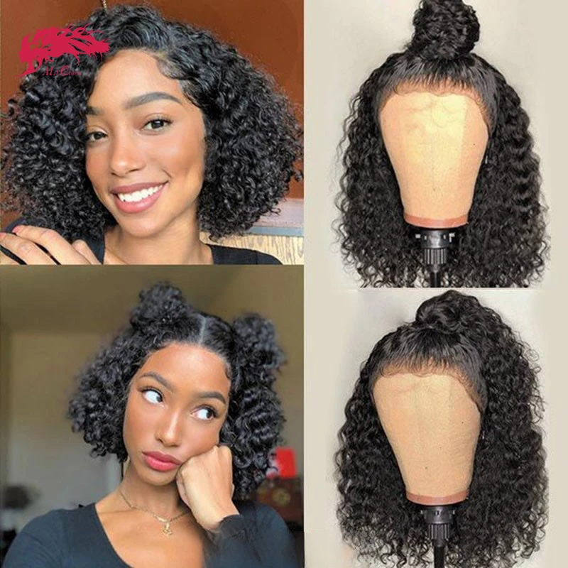 4x4/5x5 Deep Wave Short Bob Human Hair Wigs 13x4 Straight Lace Front Wigs For Women Transparent Lace Pre Plucked Bone Bob Wig