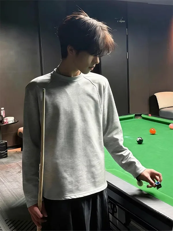 

Мужская футболка American Sle Heavyweight с длинным рукавом, свободного кроя, с круглым вырезом, базовый слой, повседневная одежда, весна-осень