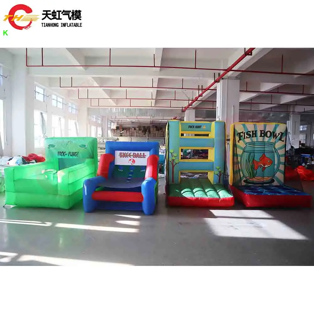Nouveau jeu de carnaval gonflable de conception jouets 4 en 1 jeux de fête de lancer de balle d'anneau durables commerciaux