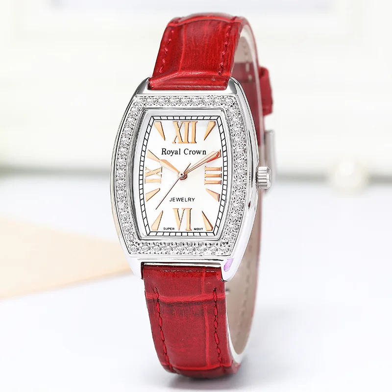 

RoyalCrownWomen's watch Simple TemperamentinsWind Genuine Goods Belt Women's Small Square Plate Fashion Watch3635