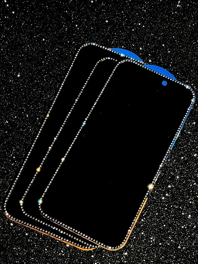 Luxury Diamond Glass For iPhone 15 Pro Max 14 16 Plus 12 Glitter Rhinestone Screen Protector Tempered Glass Film 11 13 14 Plus