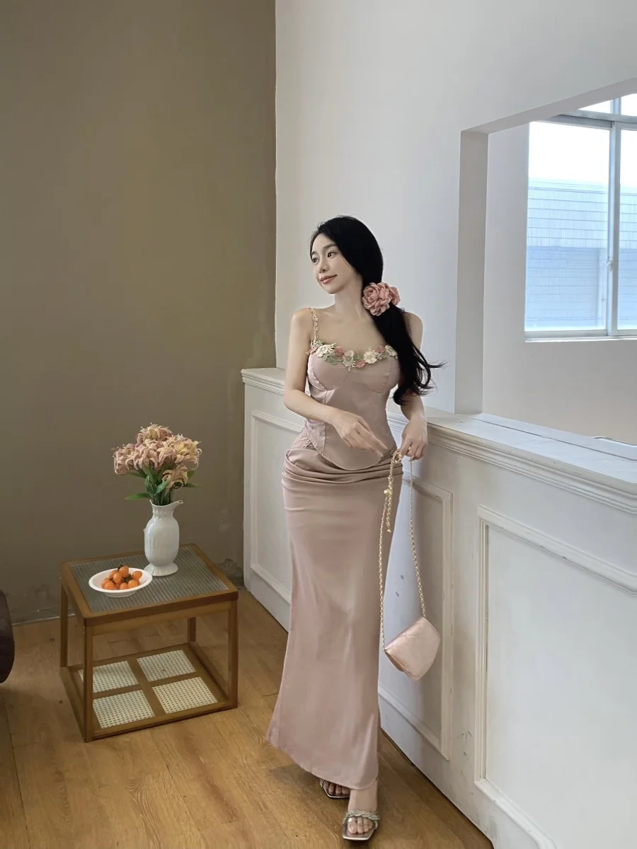 

Сексуальный комплект из двух предметов Tim77: топ на бретельках премиум-класса и юбка-миди Fibone для женщин, летняя мода, большие размеры, милый стиль