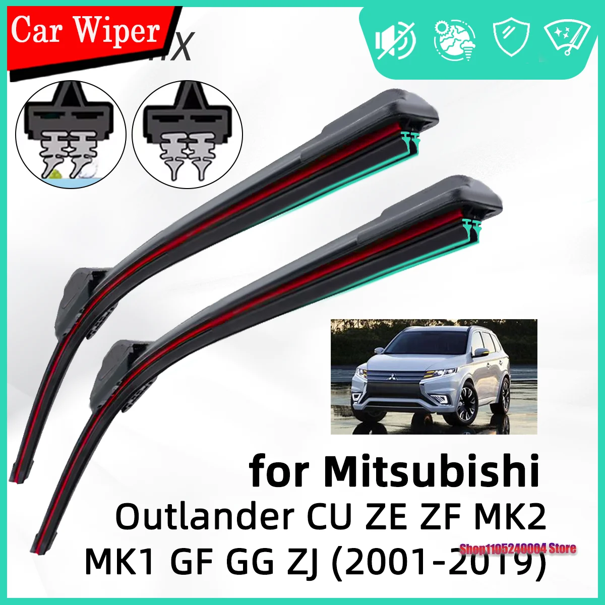 

Double Rubber Front Windshield Wiper Blades Car Wiper Accessories For Mitsubishi Outlander CU ZE ZF MK1 GF GG ZJ