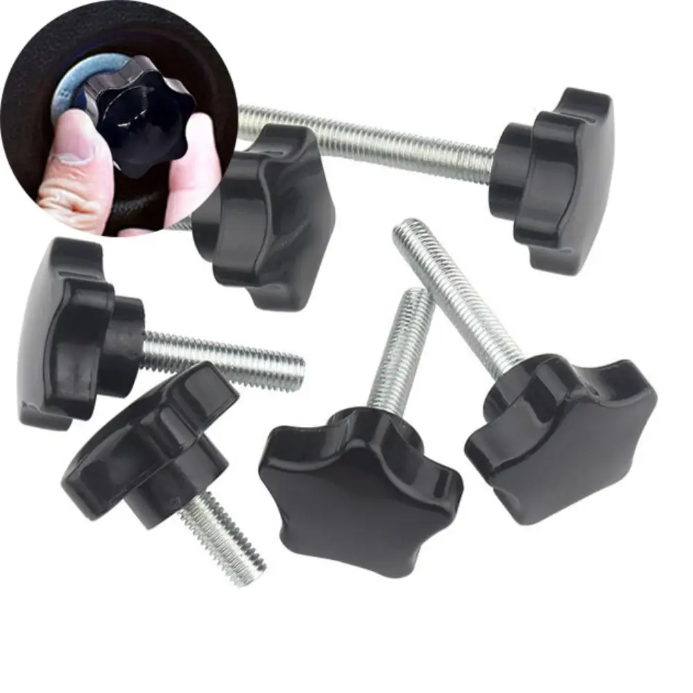 5PCS Portable Plum Blossom Handle Hex Handle Screw Black High Quality Hand Screws Carbon Steel Star Shape Knob Tightening Screw