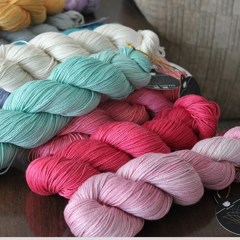 100g Handpainted Silk Cotton Yarn For Hand Knitting Crochet Weaving Arts Craft DIY