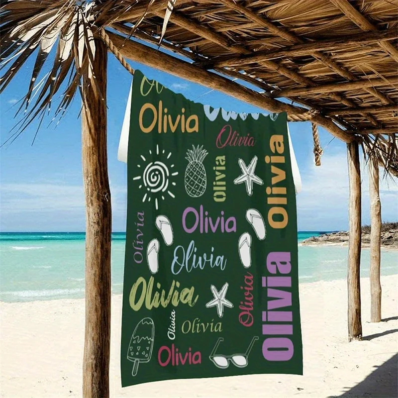 Beach Towel Olivia And Summer Printed Pattern Sun Protection Windproof Suitable For Pool Camping Travel Blanket