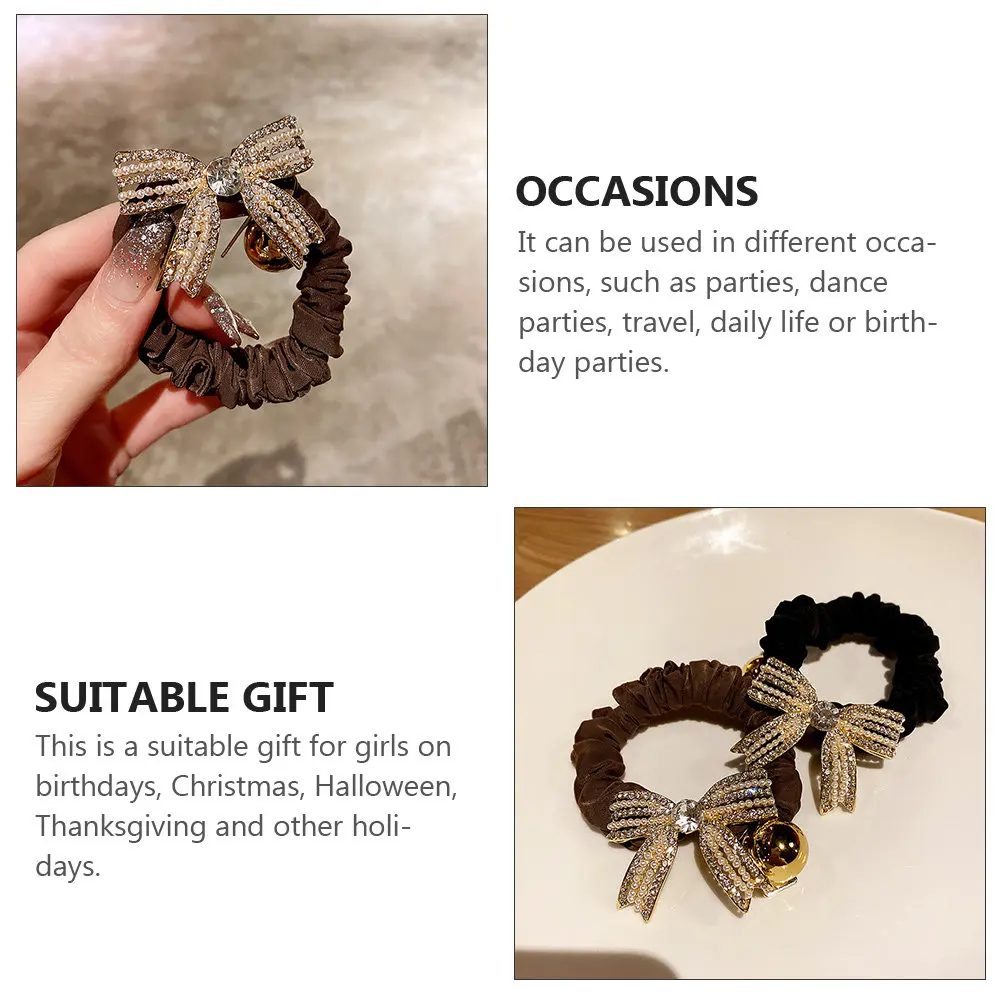

Резинка для волос с бантом из страз, элегантное эластичное украшение для волос для девочек и женщин, для вечеринок, путешествий, в подарок, аксессуар для хвоста