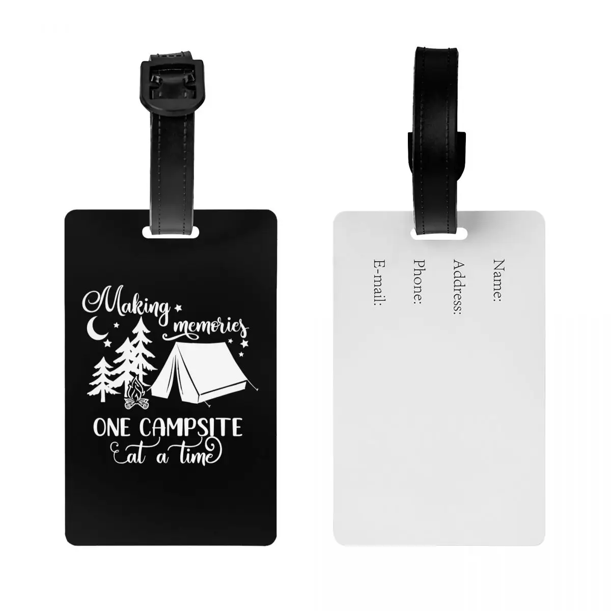 Custom Adventure Camping Happy Campers Luggage Tag for Travel Suitcase Privacy Cover ID Label