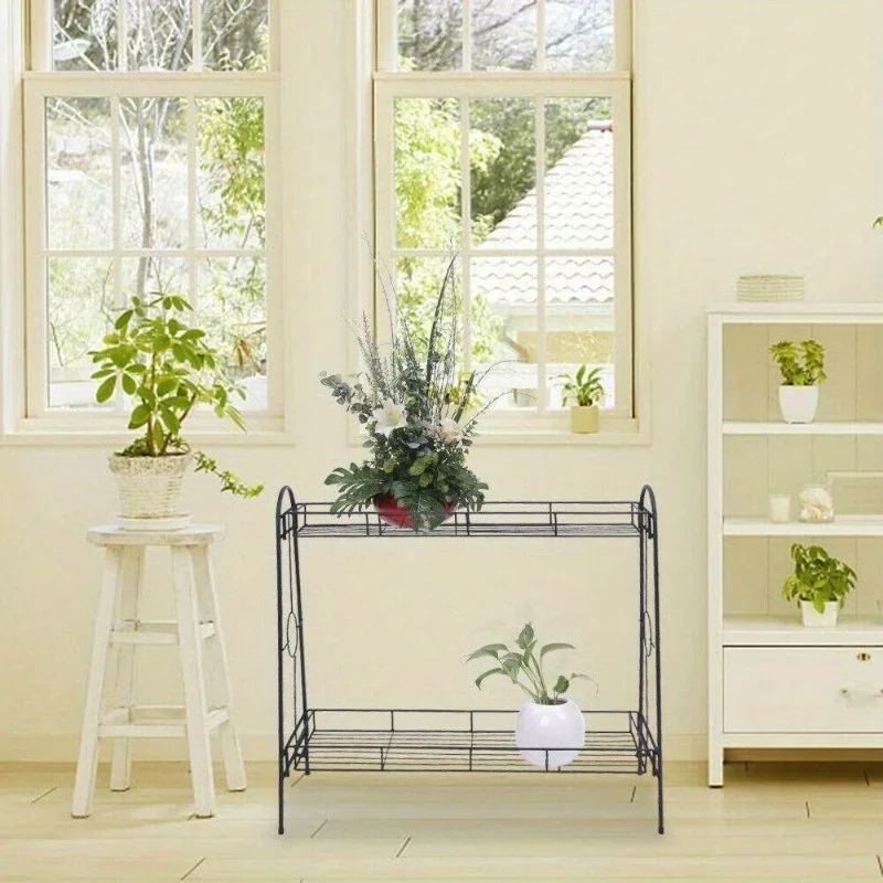 2 storey metal frame indoor plant stand display pot stand outdoor garden