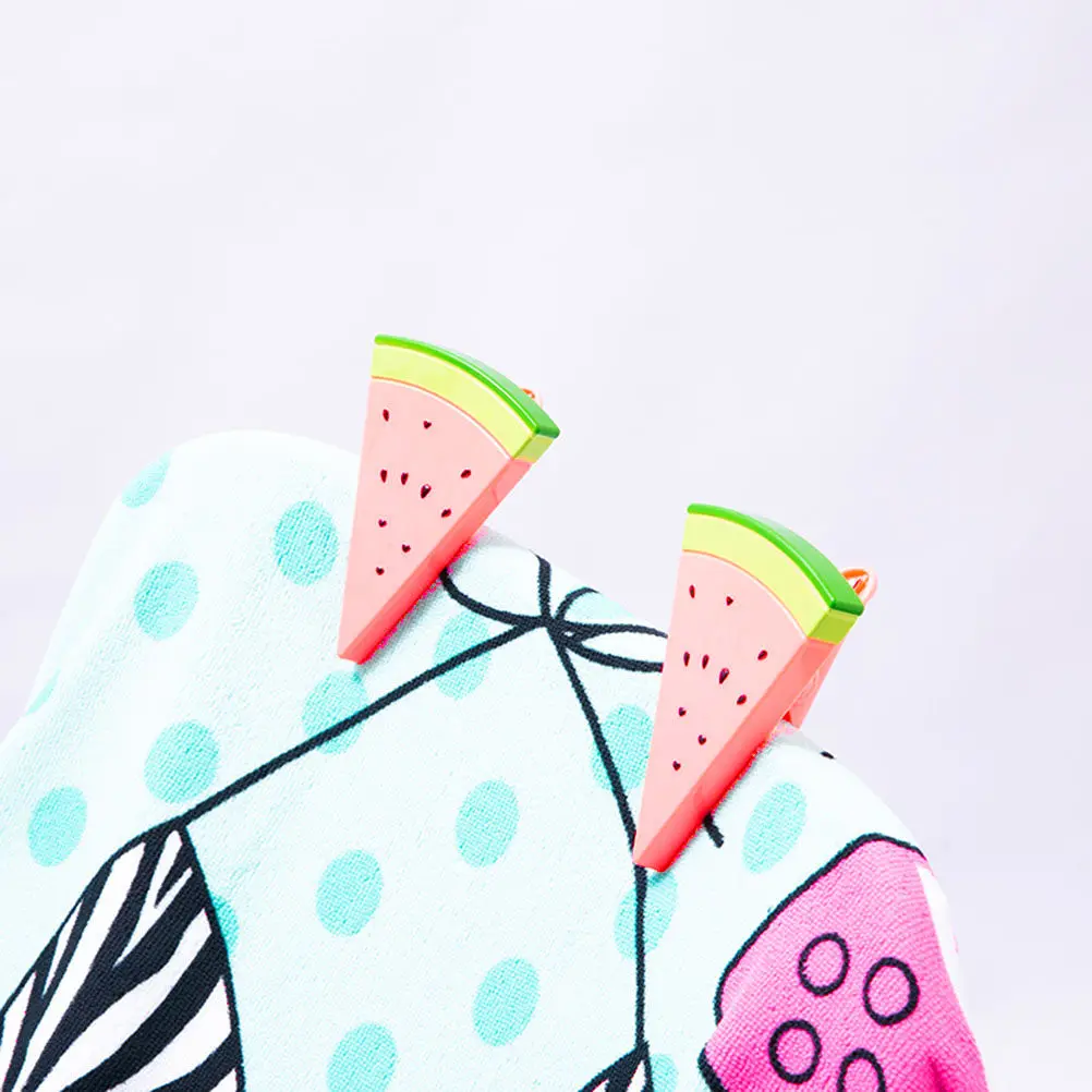 2Pcs Plastic Clothes Clips Bright Color Strong Clamping Force Windproof Beach Chair Towel Quilt Duvet Cover Holder Watermelon