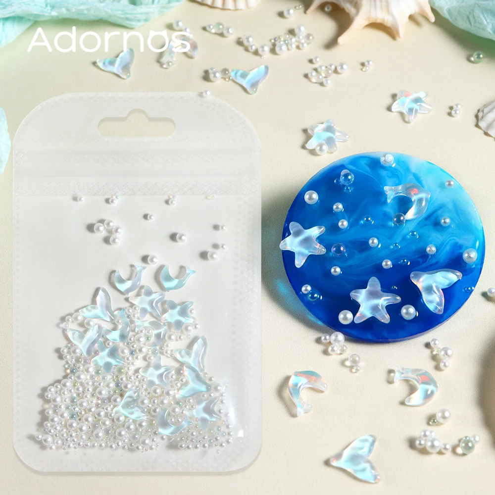 Summer Ocean DIY Crafts Accessories Pearls Aurora Dolphins Starfish Fish Tails Shape Design Resin Filling Hand Keychain Supplies