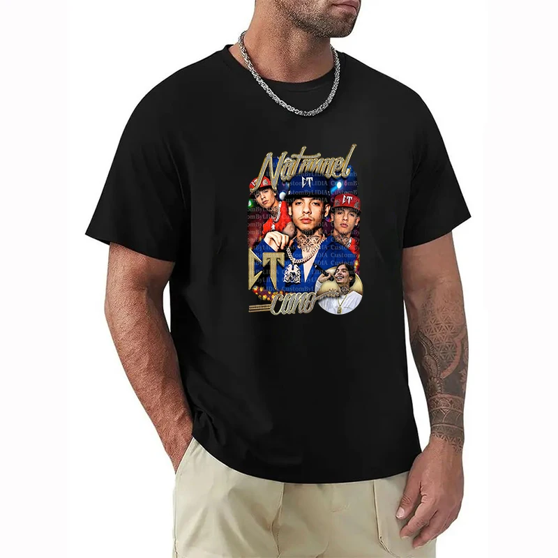 

Men's Oversize T-shirt Cotton Natanael Cano 2025 New in Tops Streetwear Short Sleeve Tee High Quality Printed Summer Tops