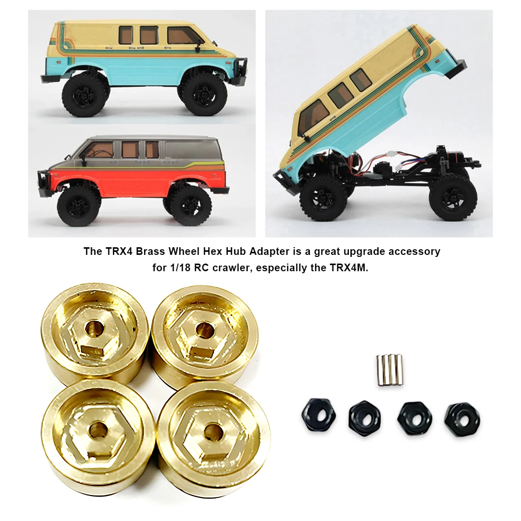 4pieces 1/18 Wheel Hex Mount RC Upgrade Part Brass Strong Adapter For HOBBYPLUS 1810178 RC Car Part RC Car Accessories