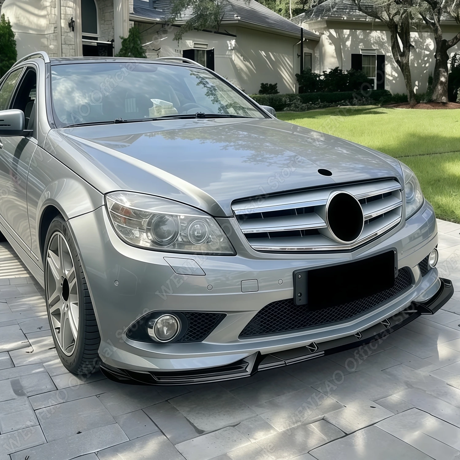Car Front Bumper Lip Splitter For Mercedes-Benz C Class W204 S204 C200 C220 C250 AMG Line 2007-2011 Pre-Facelift Tuning BodyKits
