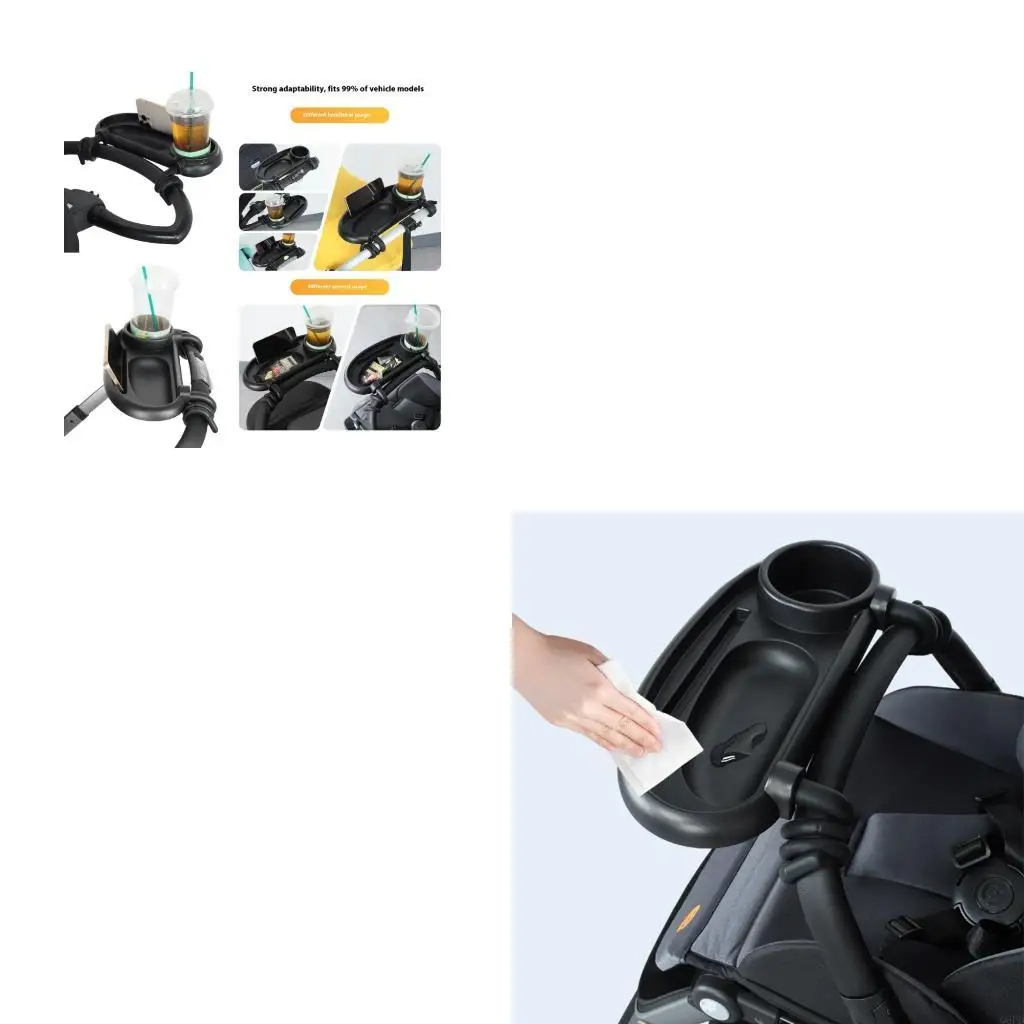 

Tool Attachable Baby Strollers Tray Feature Smooth Wipeable Texture Strollers Tray with Cup Holder Design