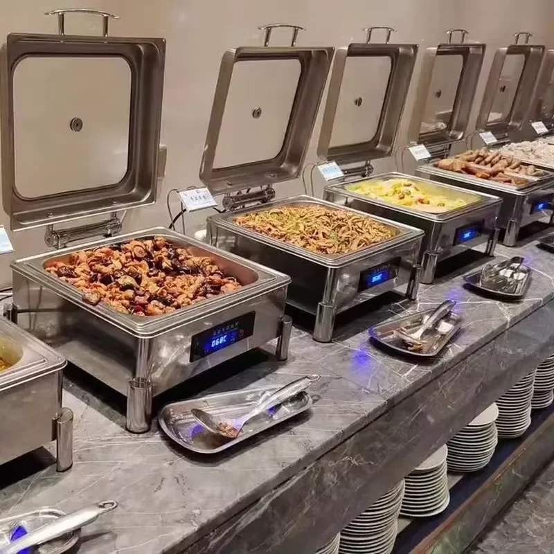 Stainless Steel Chaffing Dishes Square Self-serve Food Warmer Suitable for Catering, Banquets, and Parties