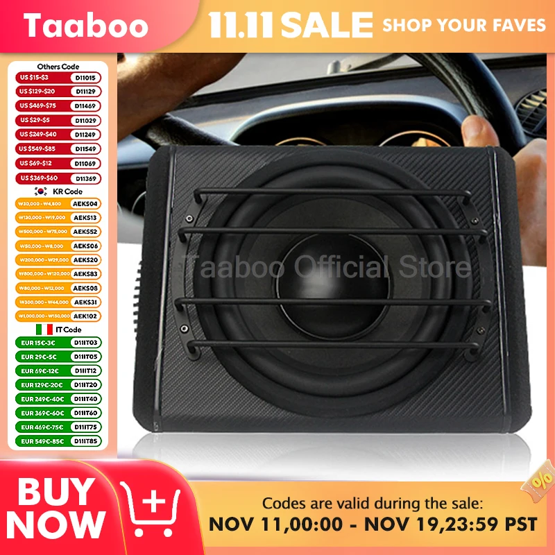 10 Inch 800W Super Subwoofer Car Audio High Power 12V/24V Speaker Fever DIY Car Truck Active Speaker Modification Car Sound