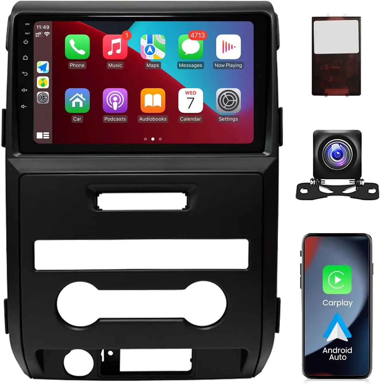 

For Ford F150 F-150 2009-2014 with Wireless Carplay Android Auto 9" Touch Screen Car Stereo Bluetooth in GPS Navigation WiFi FM