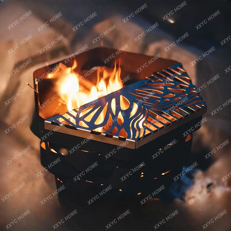 Stove Firewood Stove Outdoor Camping Picnic Supplies Multi-Functional Portable Barbecue Grill Burning Fire Table Campfire Table