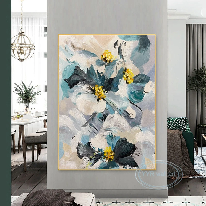 

Handmade Oil Painting Abstract Floral Wall Art Home Decor Acrylic Canvas Hanging Poster for Living Room Bedroom Restaurant Porch