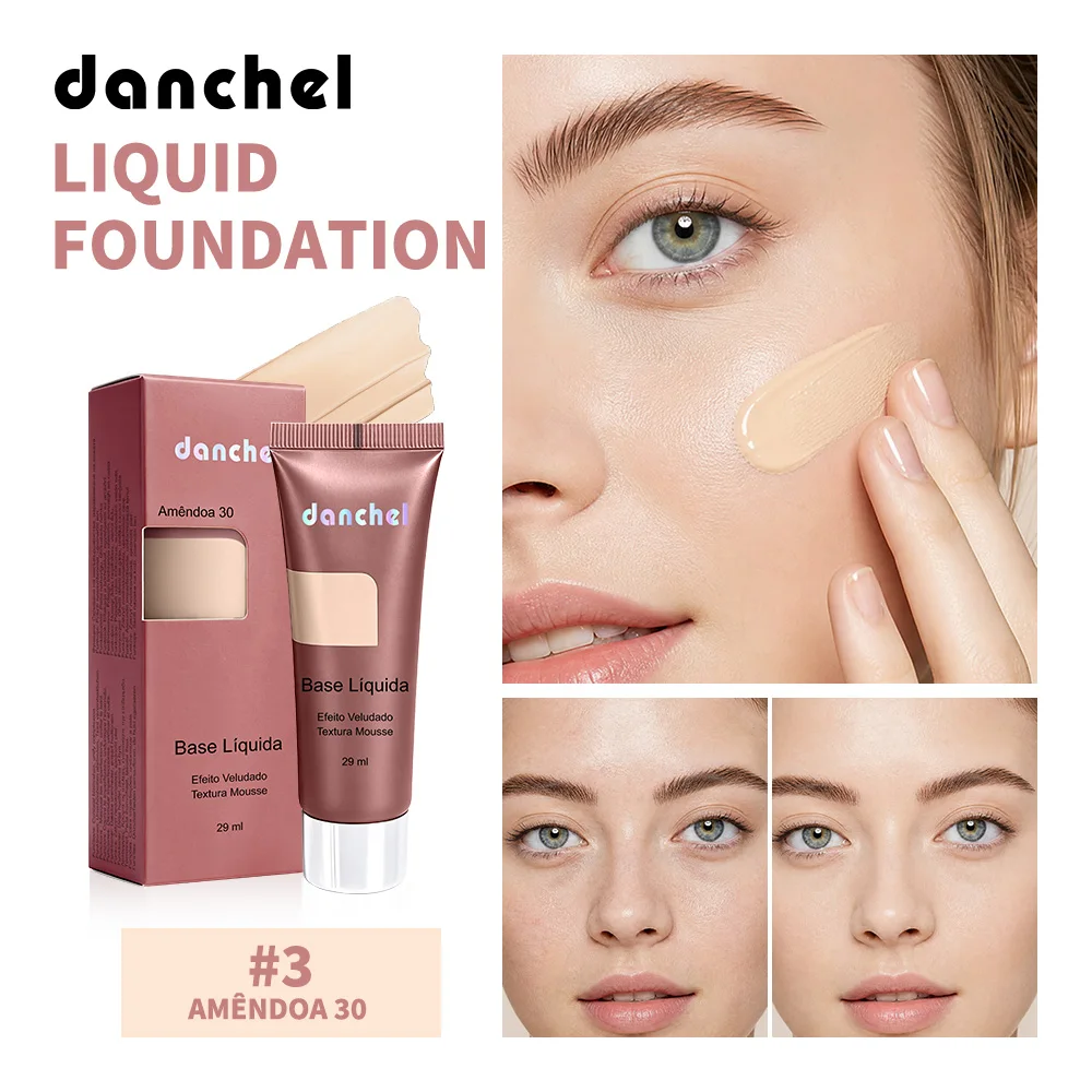Liquid Foundation Buildable Medium Coverage Evens Tone Natural Soft Matte Finish Lightweight Formula Mousse Velvet Foundation
