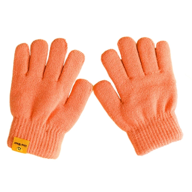 Kids Double-Layered Gloves Cozy Hand Protections Warm Gloves for Cold Season Full Fingered Autumn/Winter Handwear 1 Pair 69HE