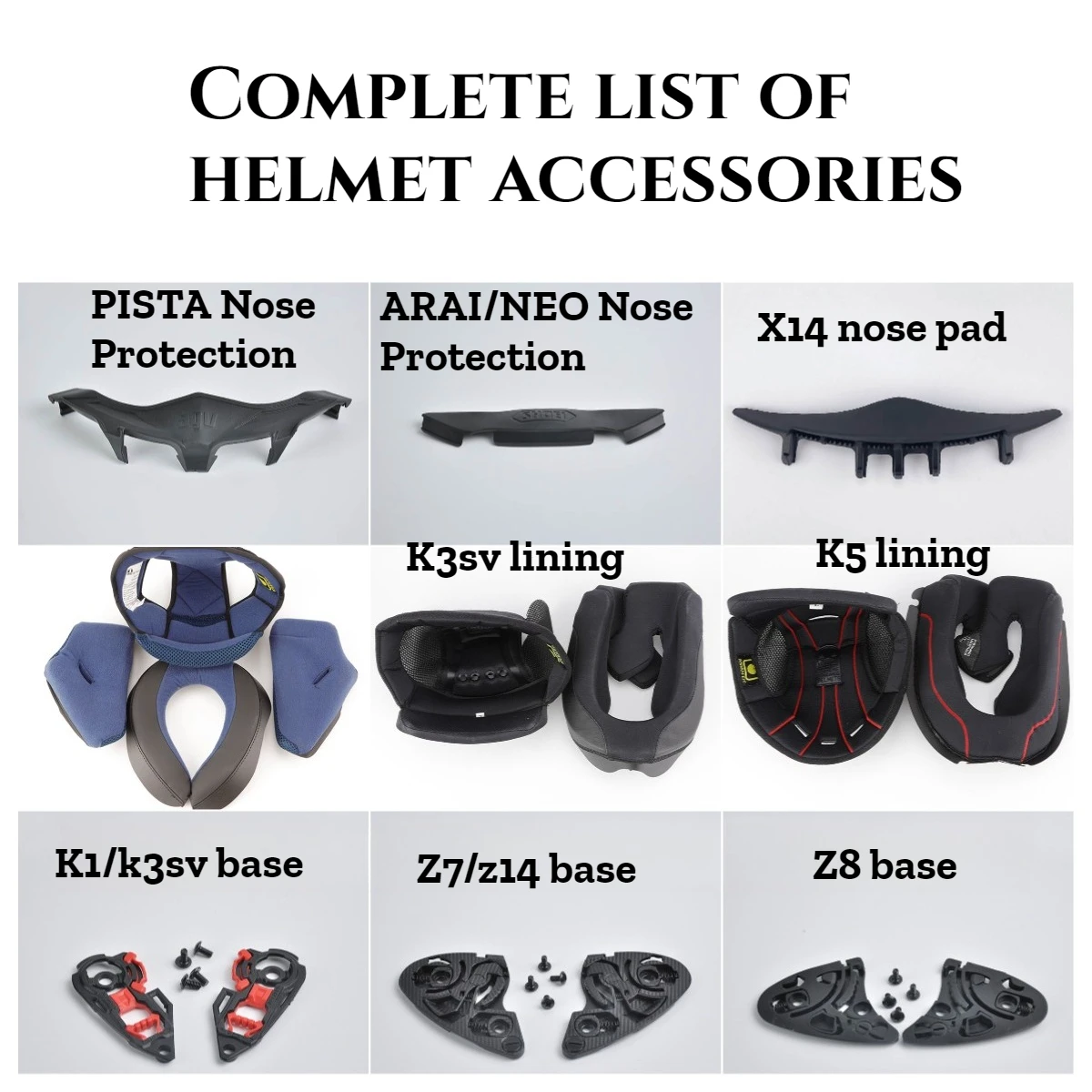 

K1/K3sv PISTA на подкладке, сетка для подбородка SHOEI, защита носа, аксессуары для шлема KYT, детали Z7/Z8, очки, комплект аксессуаров для шлема