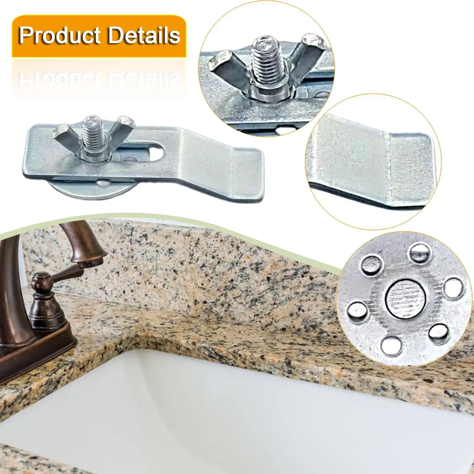 10 Pieces Undermount Sink Clips Parts Ceramic Washbasin Clips for Countertop