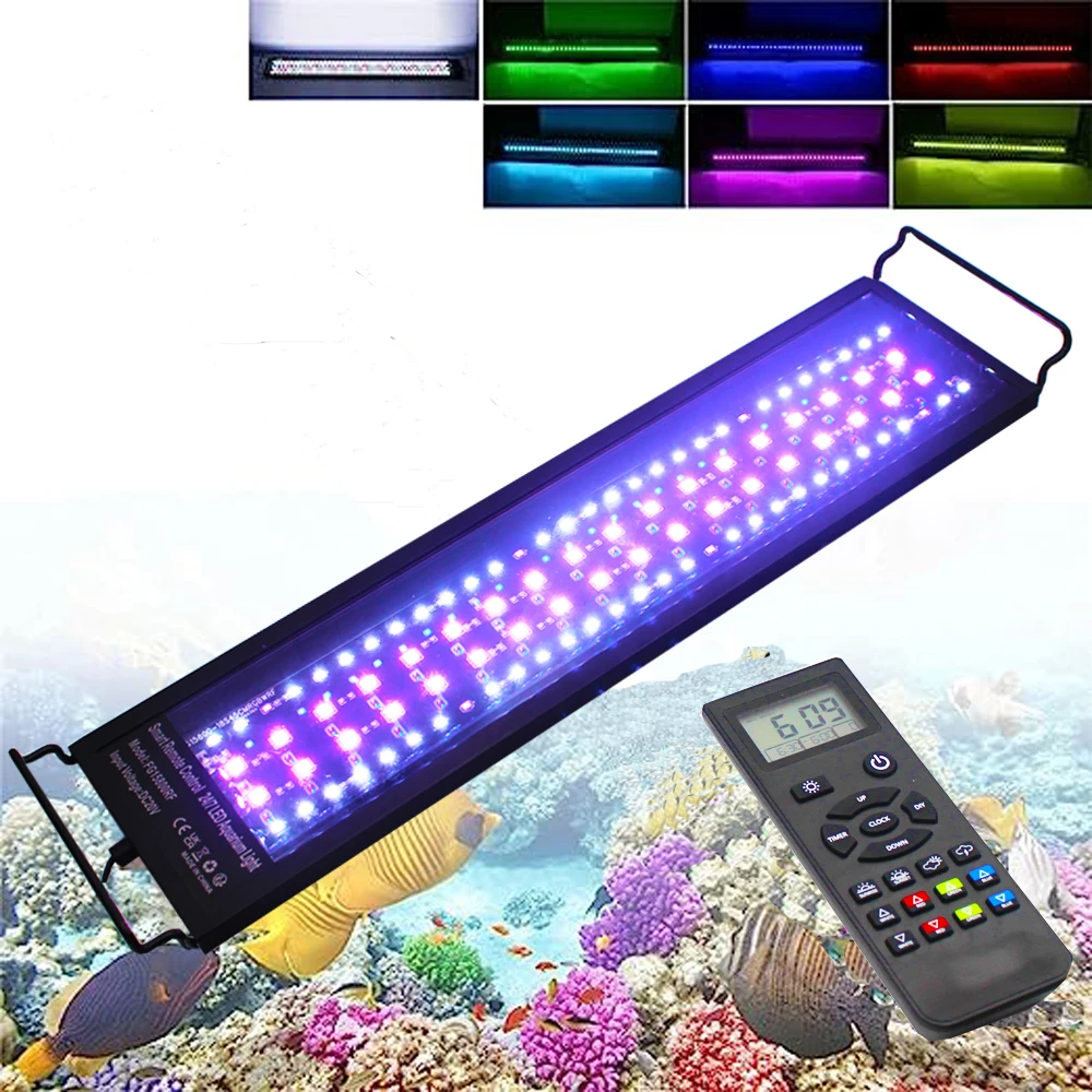 Programmable Aquarium Light for Plants, Fish Tank Light, Remote Memory Function, WRBG DIY Color, 24-36 Inch