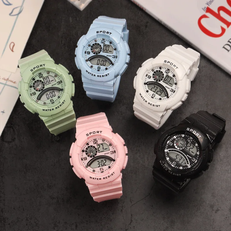 

Ins Watch Female Students Korean Version of Simple Multi-functional Exercise Time Couples Men and Women Watch Relojes Para Damas