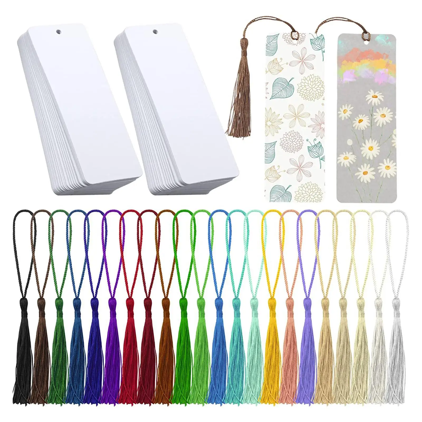 Blank Bookmark with Tassel for DIY Jewelry Making Earring Display Kraft Paper Cards for Craft Projects Reading Book Accessories