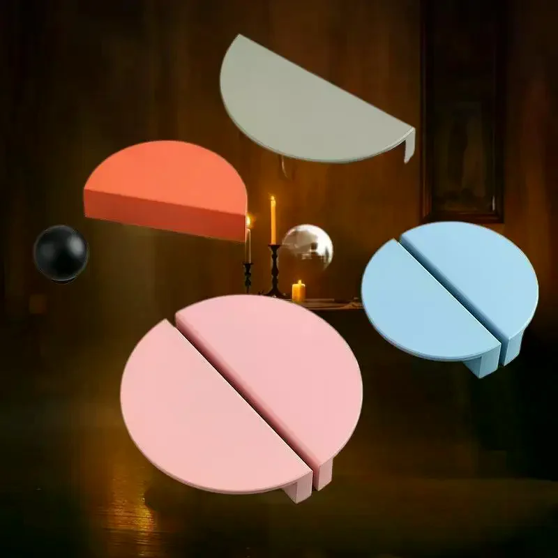 1Pc Colorful Cream Style Furniture Handle Semi-Circular Kitchen Cabinet Wardrobe Drawer Knob for Kids Room Home Hardware
