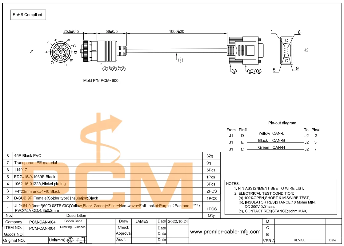 J1939 CAN abgeschirmtes Twisted-Pair-Kabel mit Typ-1-DEUTSCH-Stecker auf DB9 für Schwerlastfahrzeugdiagnose und CAN-Datenprotokollierung – Detail 3