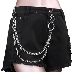 Metal Punk Rock Layered Chain Keychains For Men Women Waist Key Chain Wallet Jeans Hip-hop Pants Belt Chains Jewelry Accessories