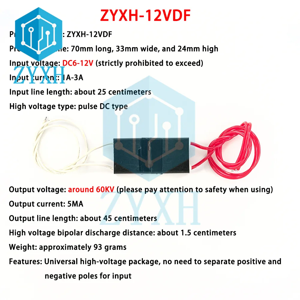 Hoogspanningsgenerator 3.7V-7.4V 6V-12V Tot 60kv 500kv 800kv Boost Step Up Power Module Voltage Inverter Transformator