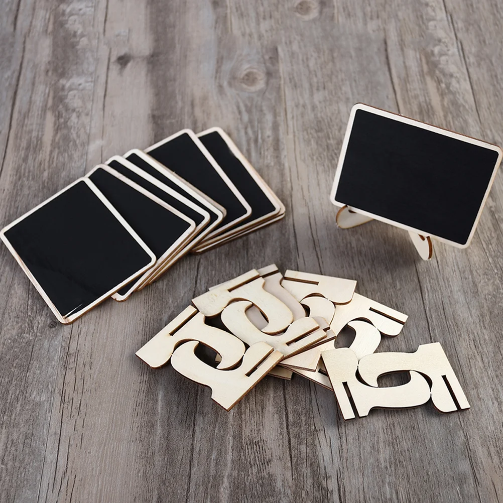 10 Pcs Small Wooden Blackboard Message Tabletop Chalkboard Sign Memo Writing Rectangle