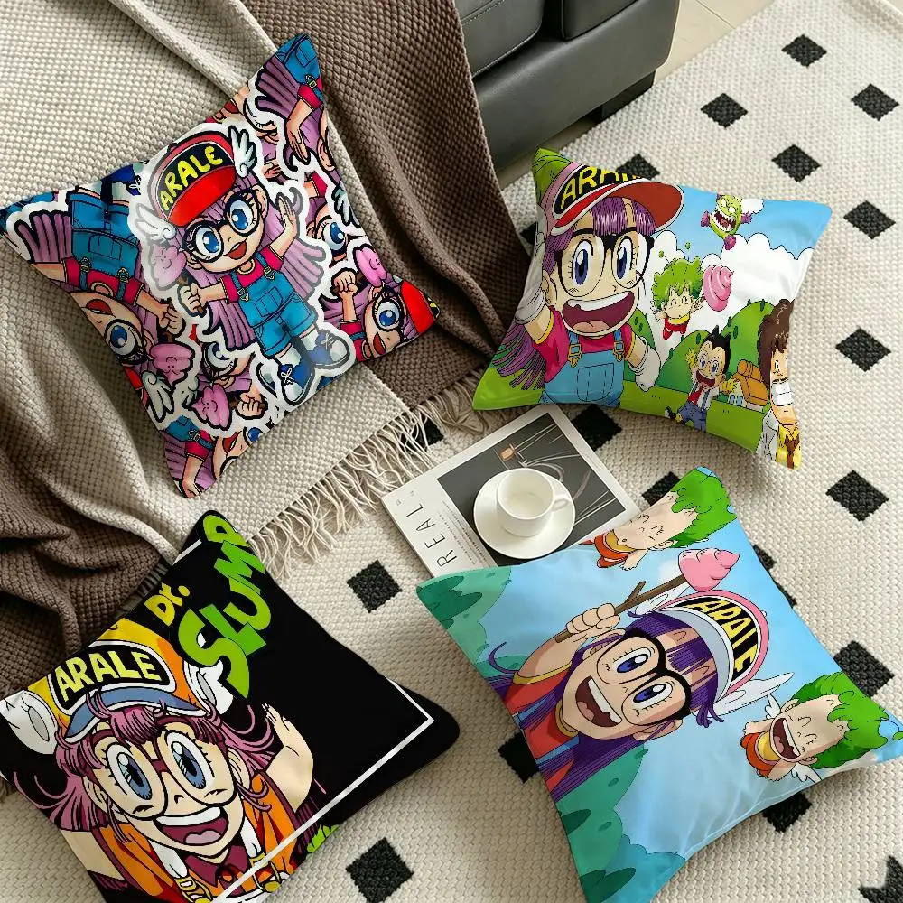 Dr Slump Anime, almohadas decorativas personalizadas con imagen y texto, regalos para el hogar, 45x45cm