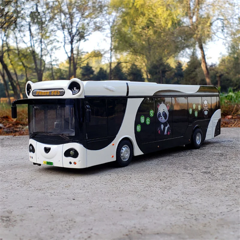 

Large Size Alloy Electric Tourist City Traffic Panda Bus Model Metal Lovely Business Bus Model Sound Light Girls Toy Kids Gifts