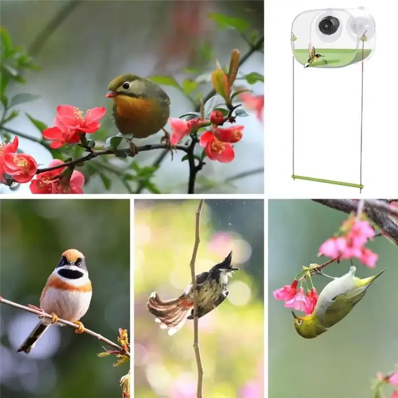 A01F-Bird Feeder And Camera With Strong Suction Cup Weatherproof Large-Capacity Food Organizer Birdwatching, Gift For Bird Lover