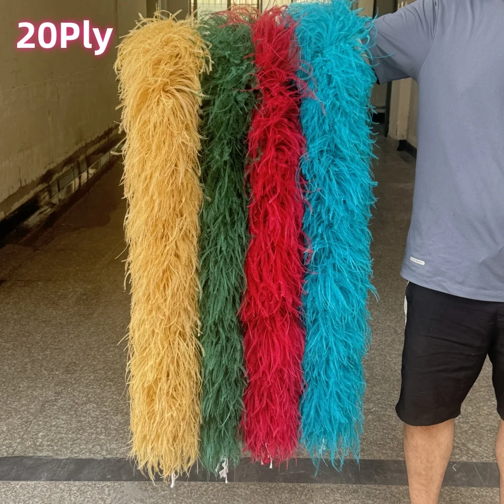 6 To 35Ply Fluffy Boa Natural Ostrich feathers boa Shawl 2 Meter Trims Decoration Scarf for Party Clothing Sewing Accessory DIY