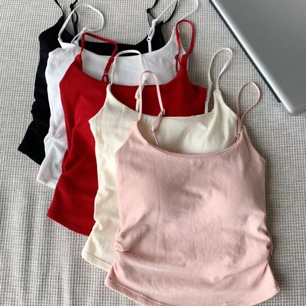 New Spice Girl Sexy Sling with Chest Pads Slim Beautiful Back Vest Casual Summer Sleeveless Top Outdoor