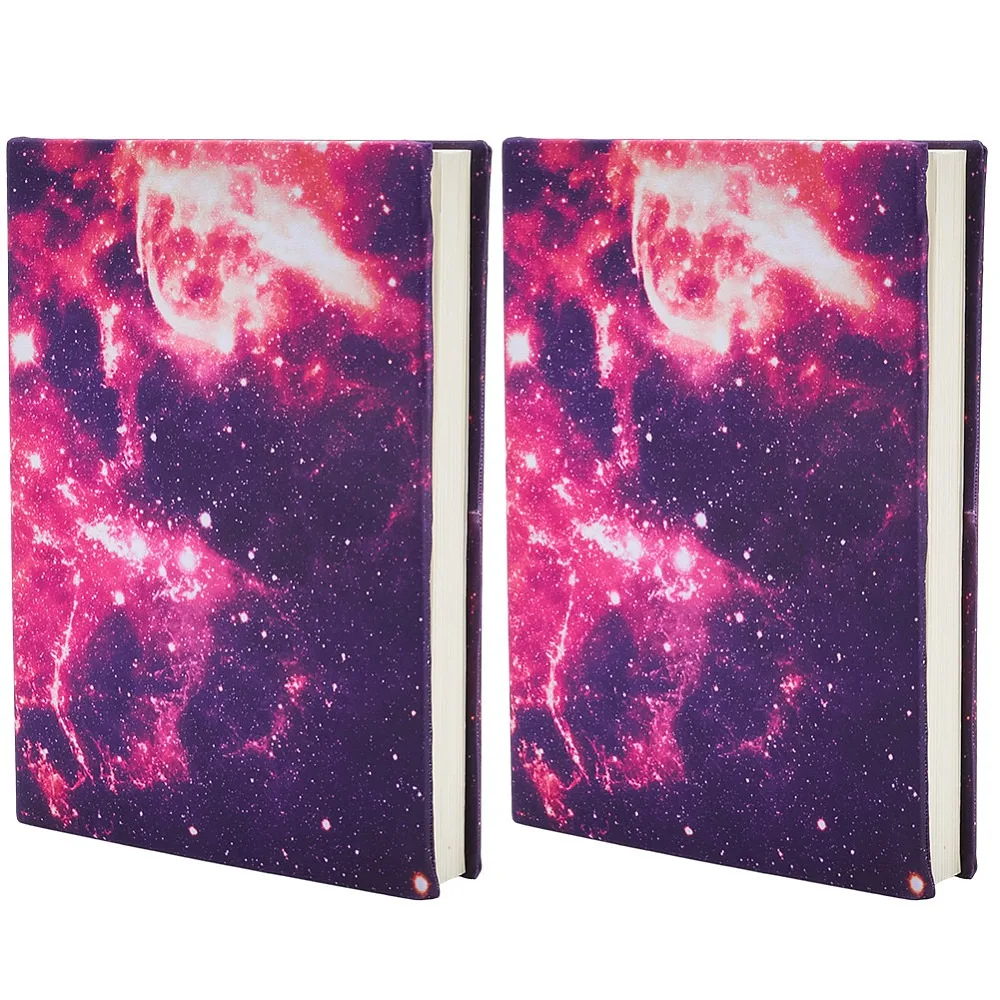 Copertine per libri in tessuto elastico da 3 pezzi, rettangolari con motivo universo, rosso 220~230x355~365x1mm