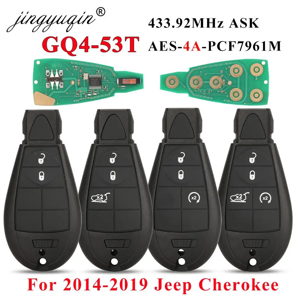 

jingyuqin Fobik GQ4-53T Remote Car Key 433MHz PCF7961M 4A Chip for Jeep Cherokee Sport KL 2014 2015 2016 2017 2018 2019 Fob