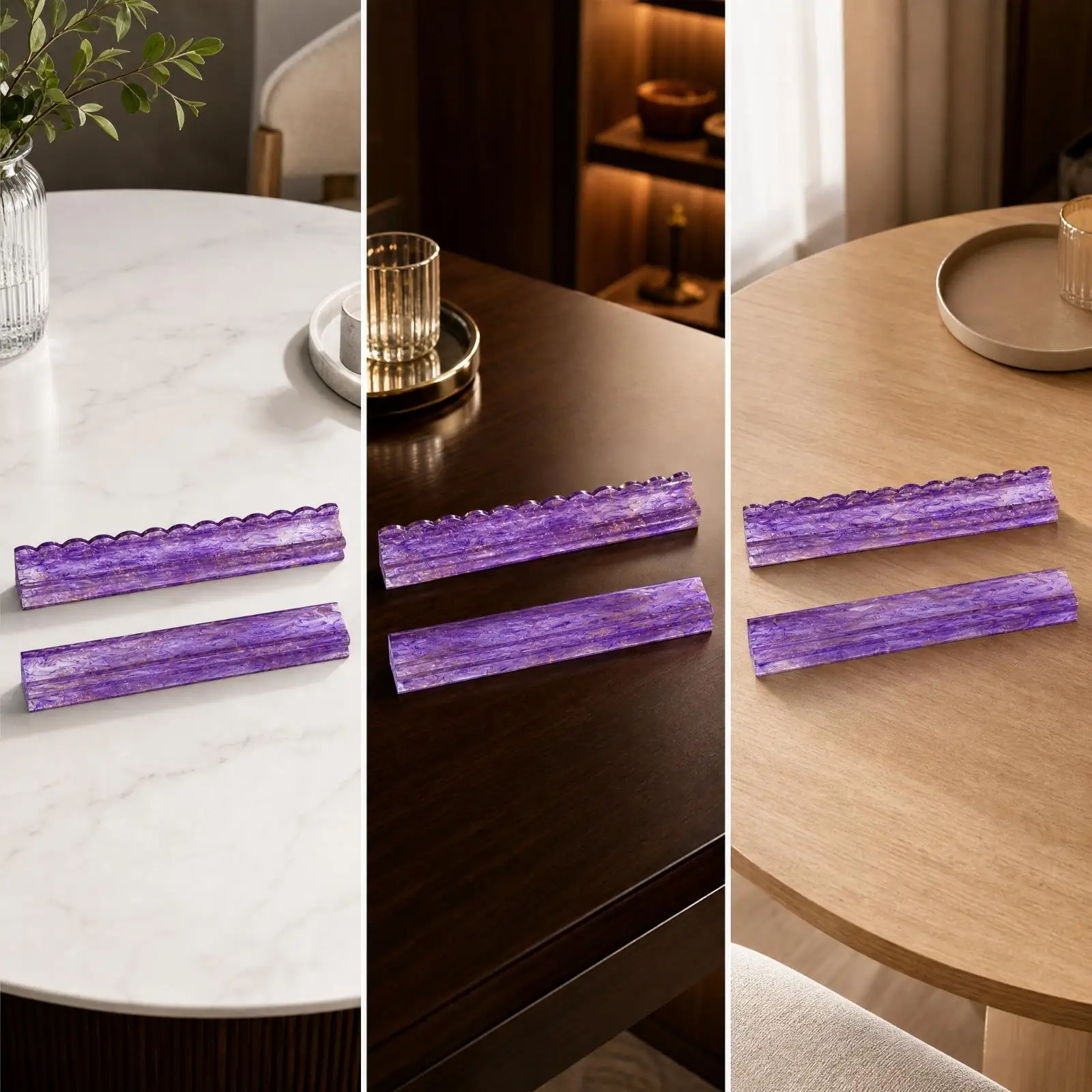 Lilac Marble Acrylic Mahjong Tile Rack Holder for Recreational Play Sturdy Rectangular Tabletop Organizer